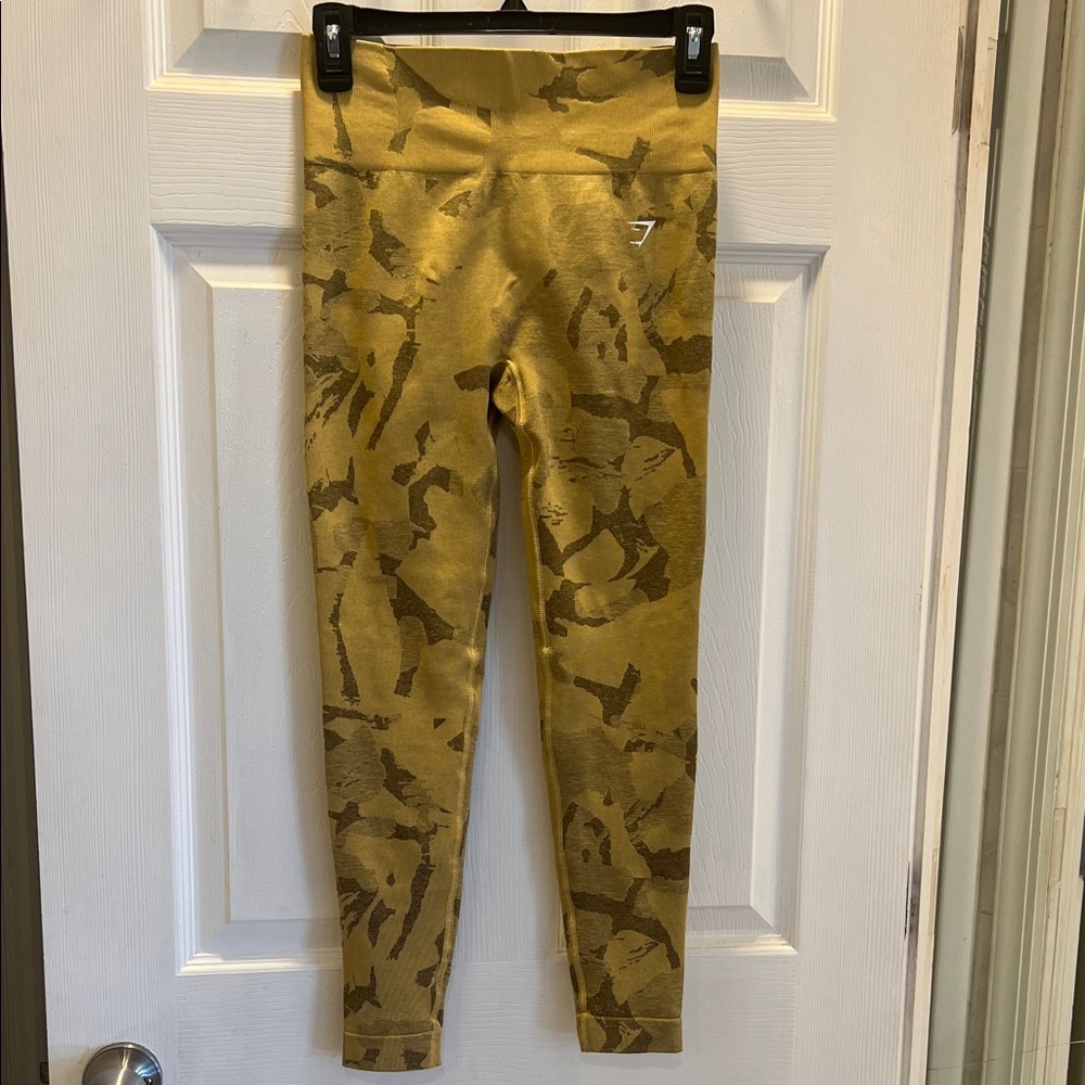 Gymshark Yellow Brown Camo Leggings